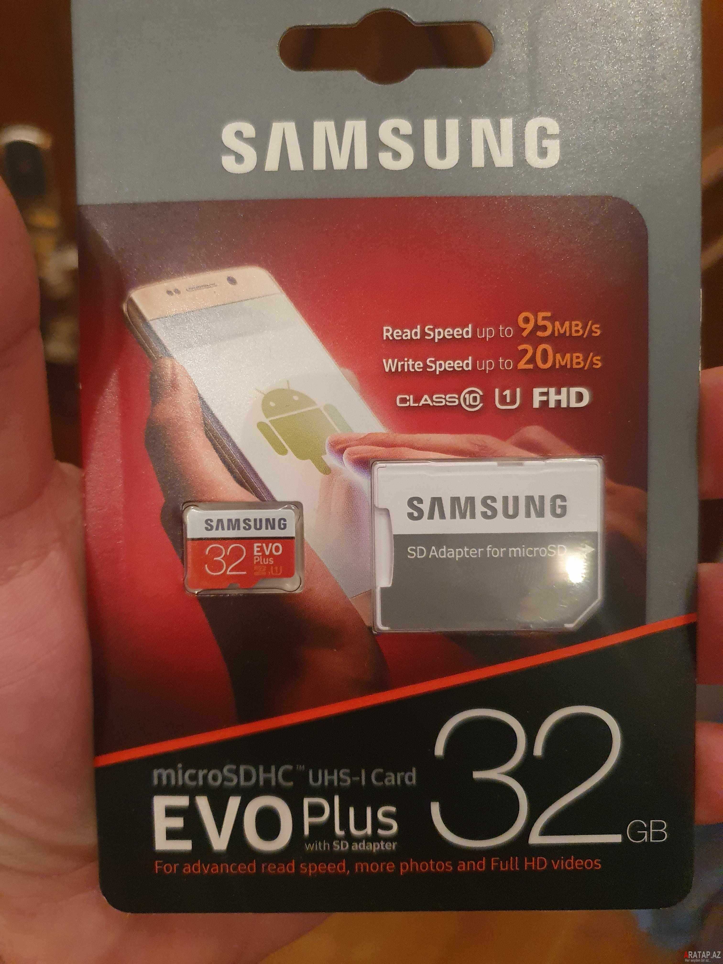 Samsung Yaddaş kartı 32 Gb Mikrokart teıefon üçün mikro  Surət - 95 Mb / San Microkart mikrocard