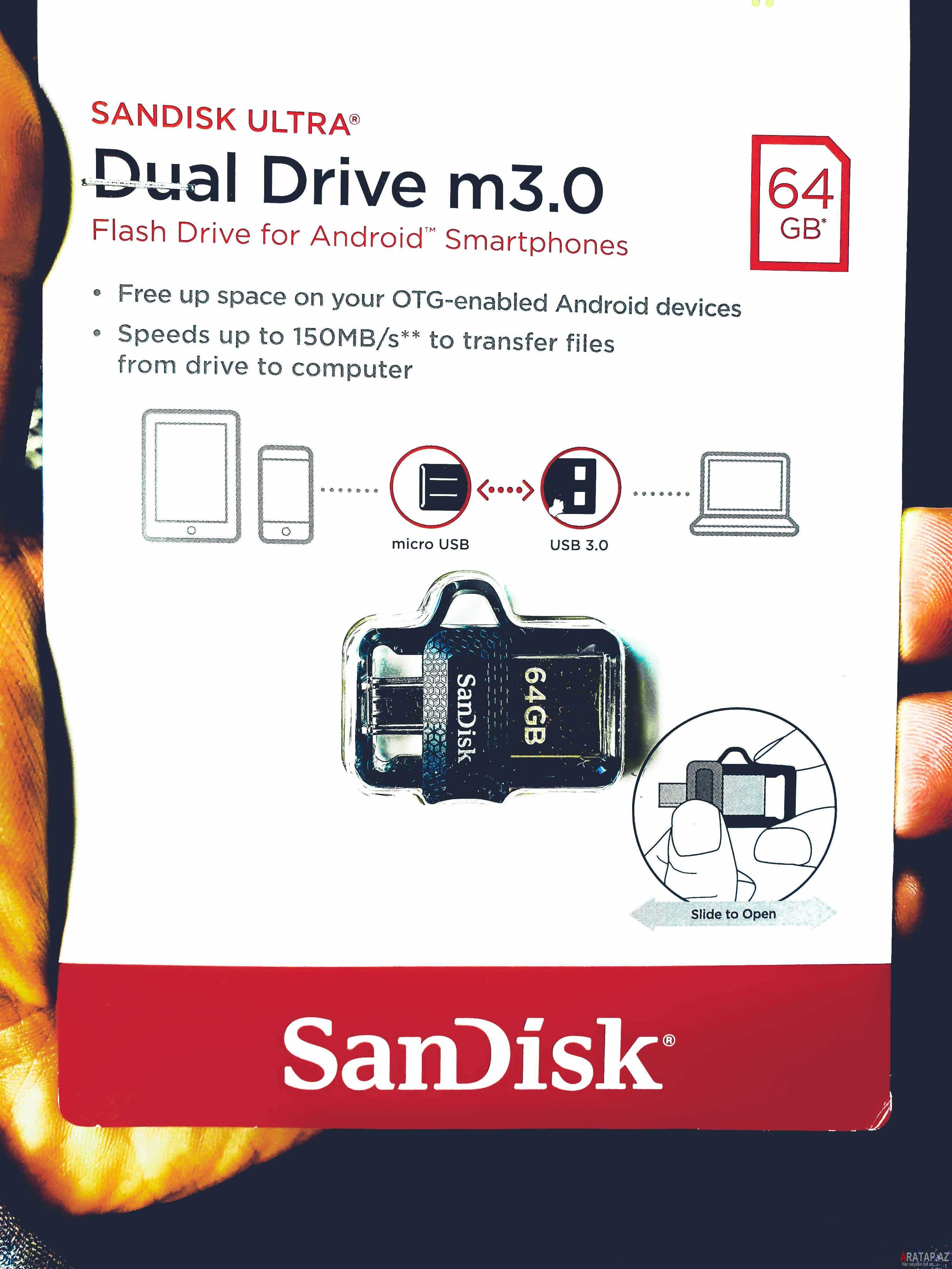 SanDisk Telefon üçün USB 3.0  flashkart 64 Gb Hem telefon hemde komp ucun