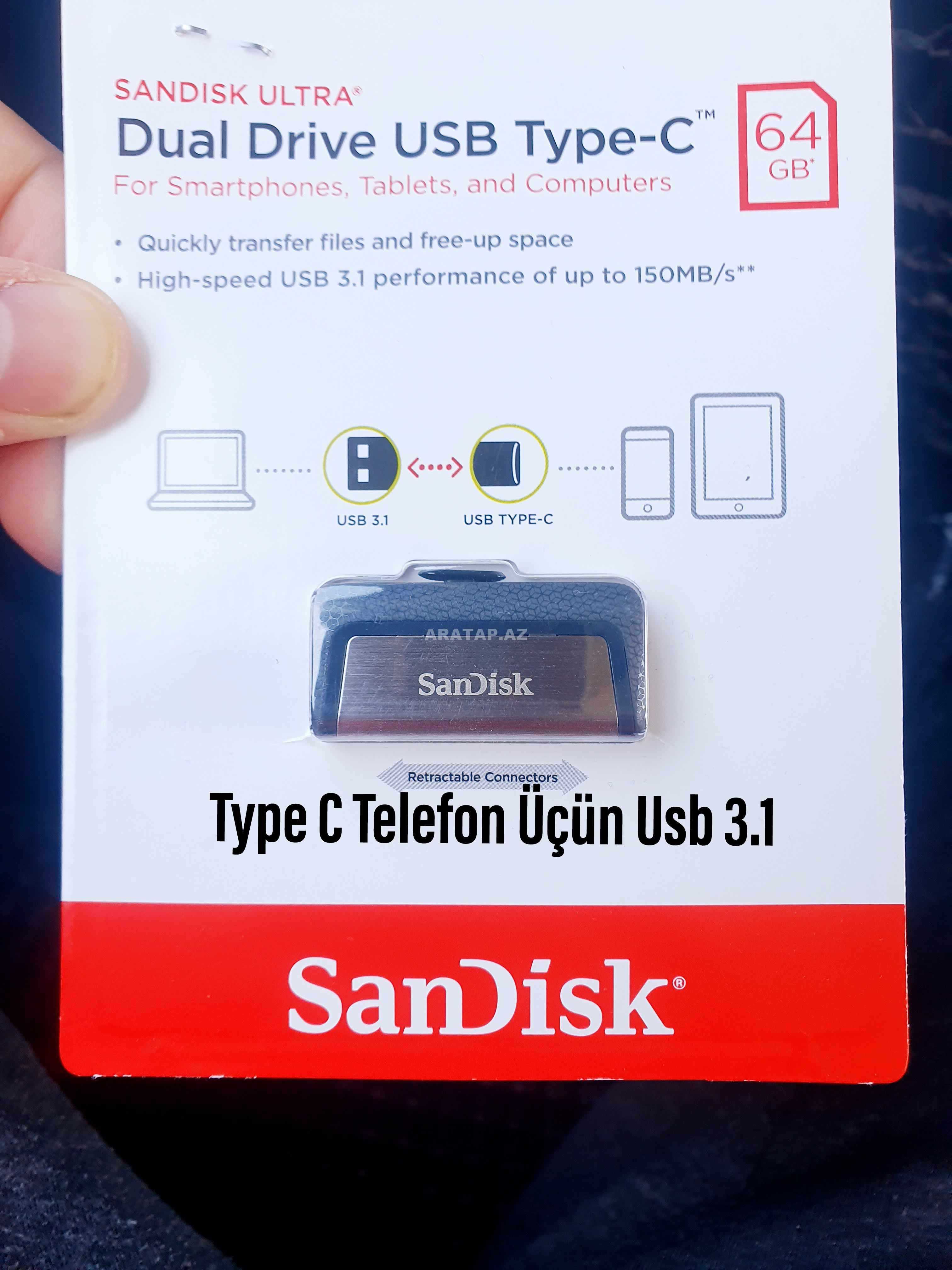 Sandisk 64 Gb Usb 3.1 Type C  Flaskart Dual Telefon ucun