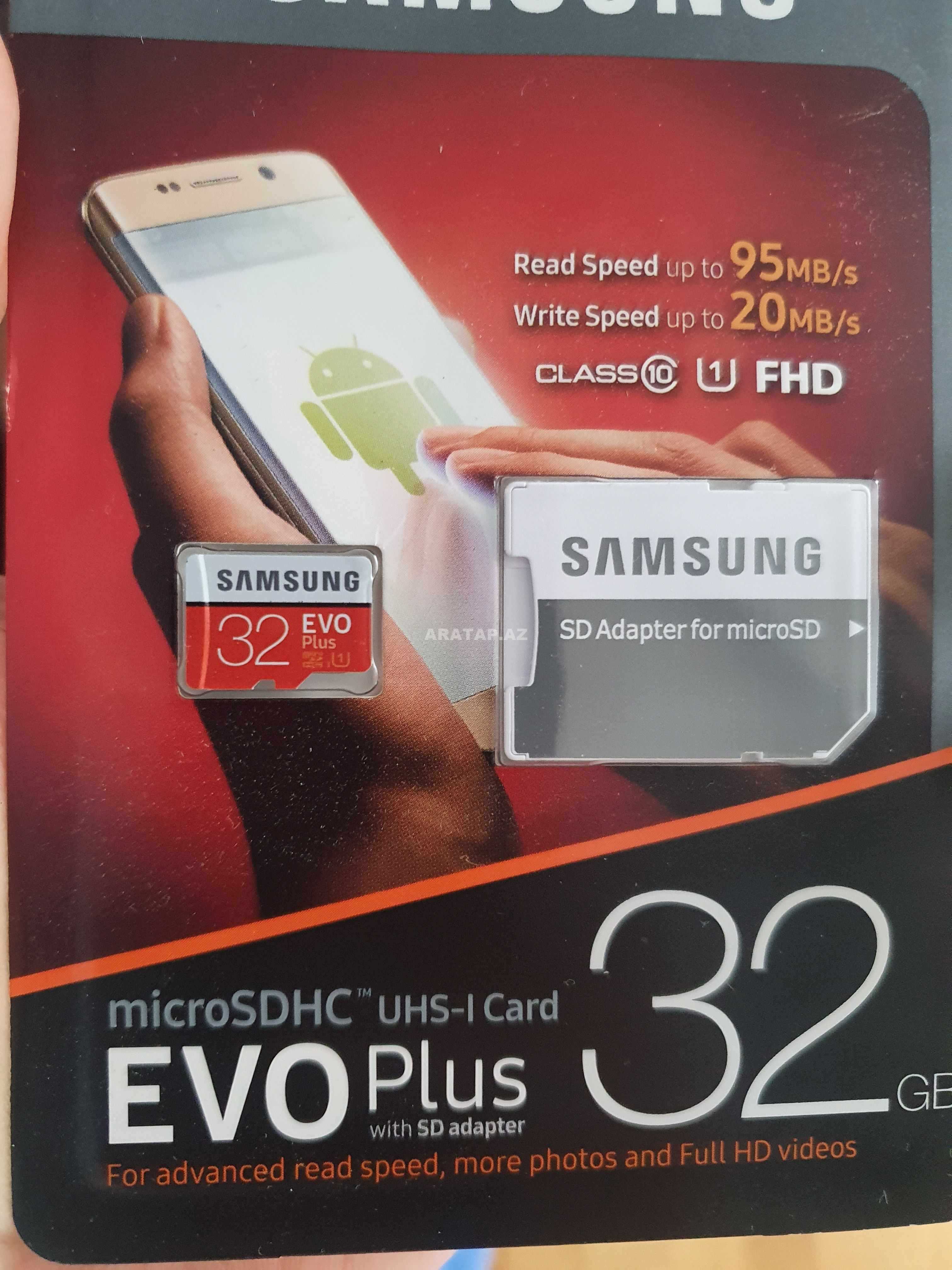 Samsung Evo 32 Gb Mikro Yaddaş Kartı Telefon Videoqeydiyat apar