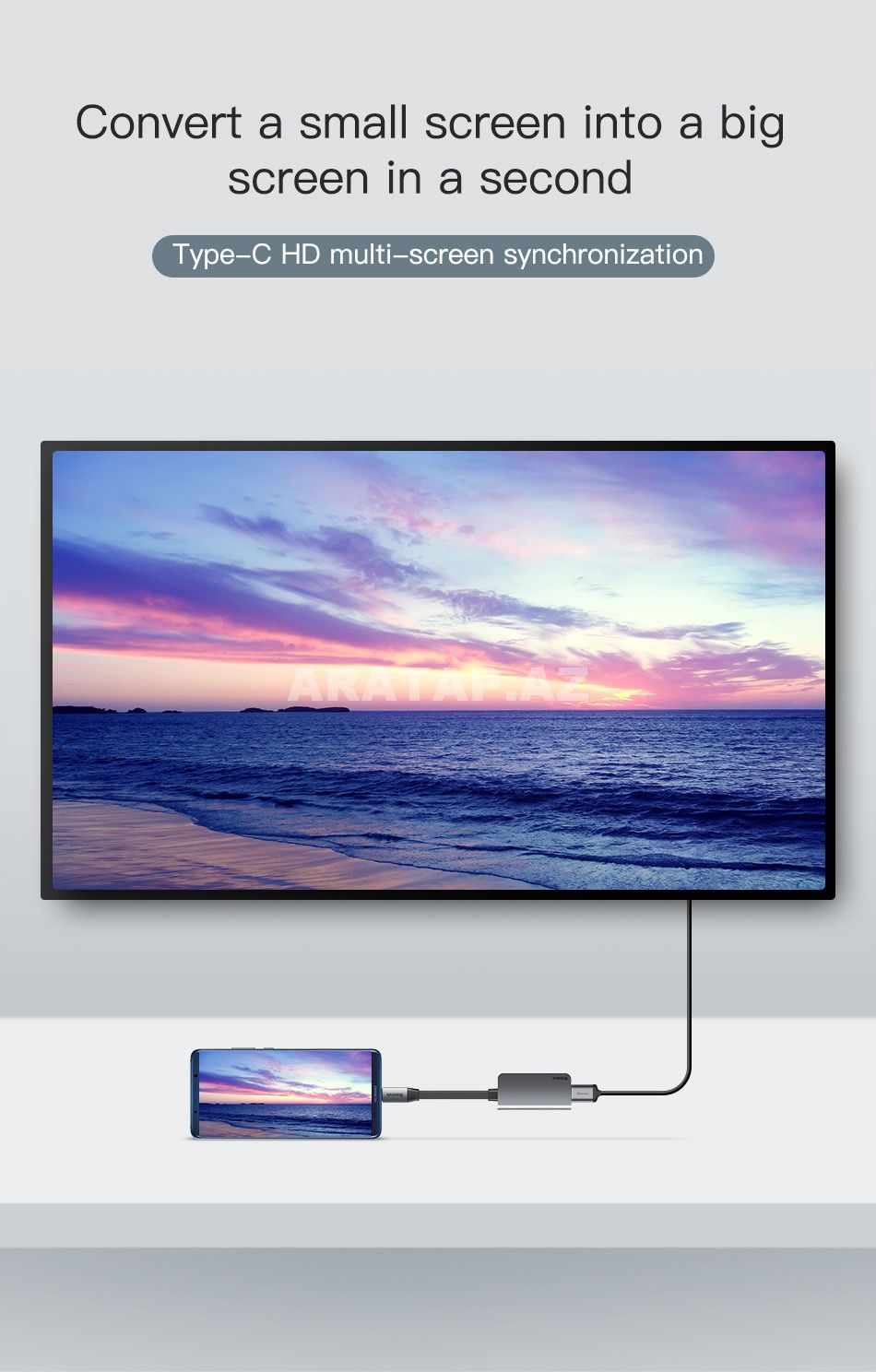 Baseus Type-C-dən HDMI + Type-C Smart HUB çeviricisi