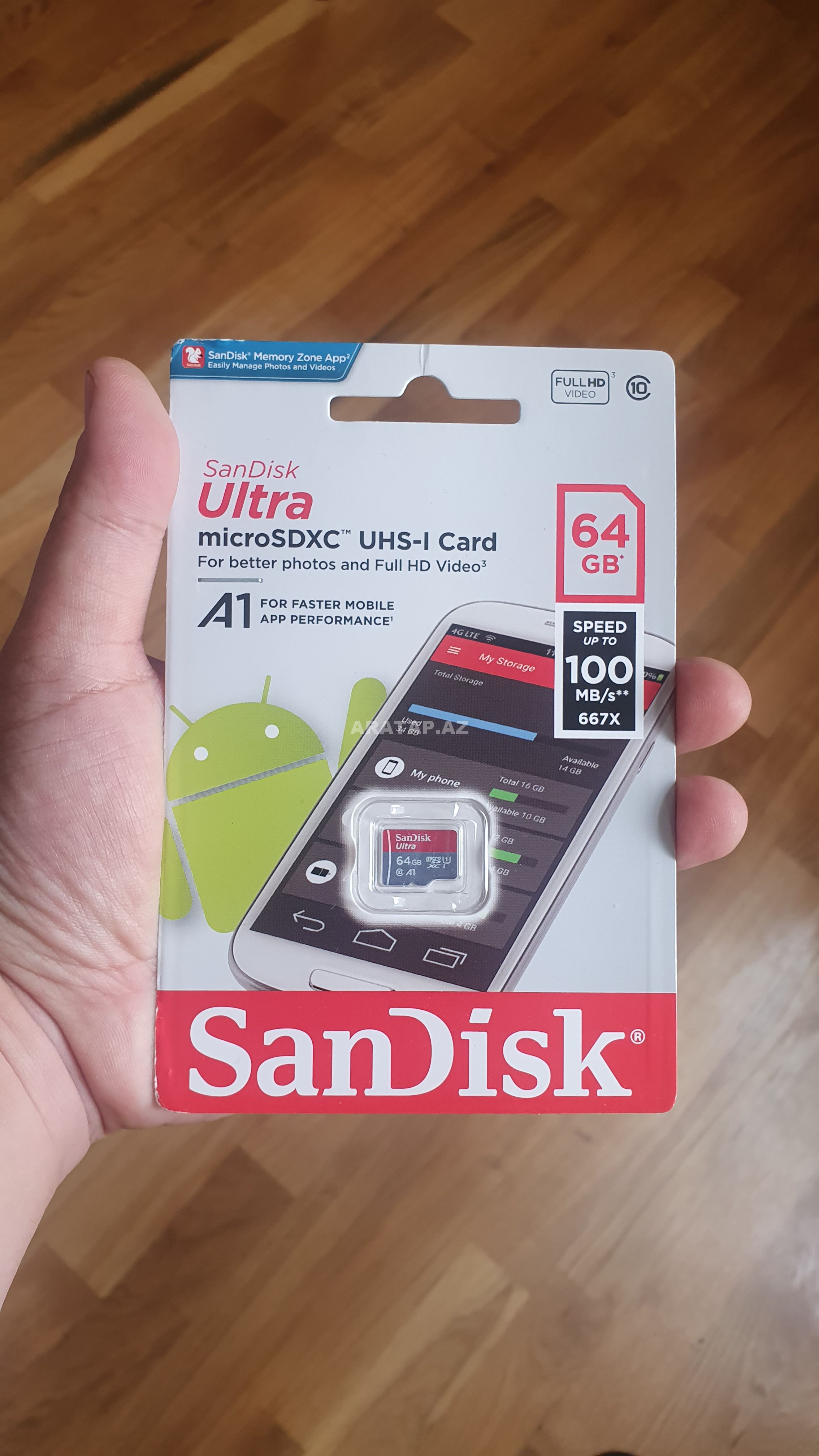 Mikro Sd Kart Sandisk 64GB A1 Ultra Klass10 Sürət 100