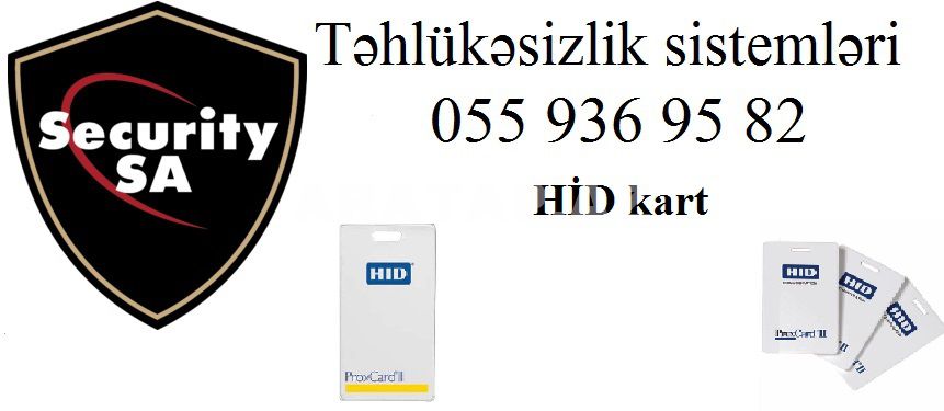 Access control sistemlerinde istifade edilen kartlar teklif edilir. RFID (ID), Mifare (IC), HID kartlar teklif edilir.   Mob: (055) 988 89 32