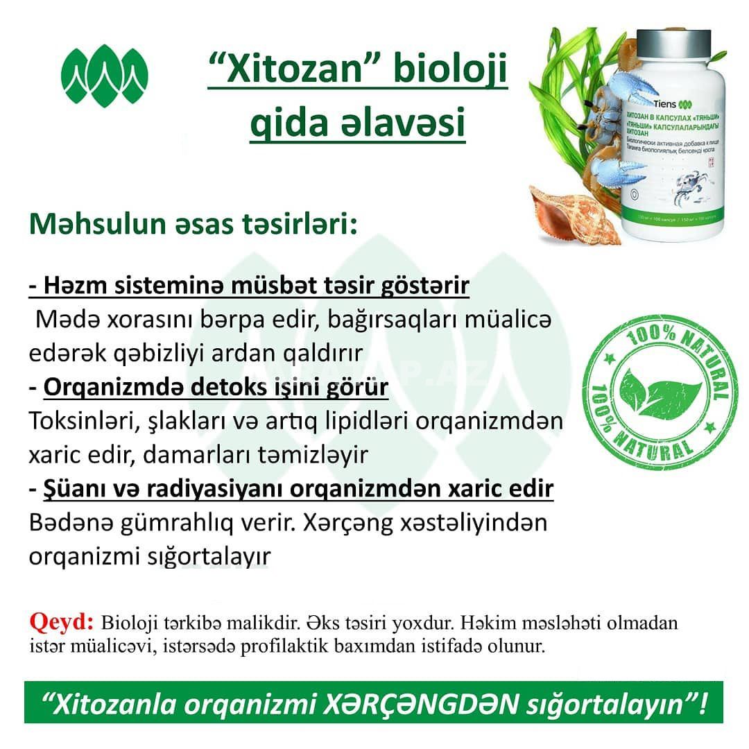 "Xitozan"-Qan Təzyiqi,Yanıq,Yara,Arıqlama,Yazva,Mədə-Bağrsaq,Xolesterin,Çapıq,Öd,MədəaltıVəz