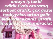 Online menecer xanım tələb olunur